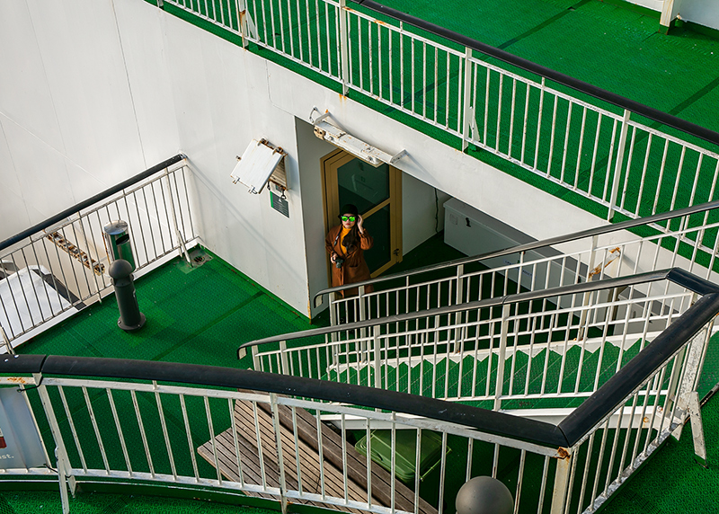 a woman on the deck of Tallink ferry