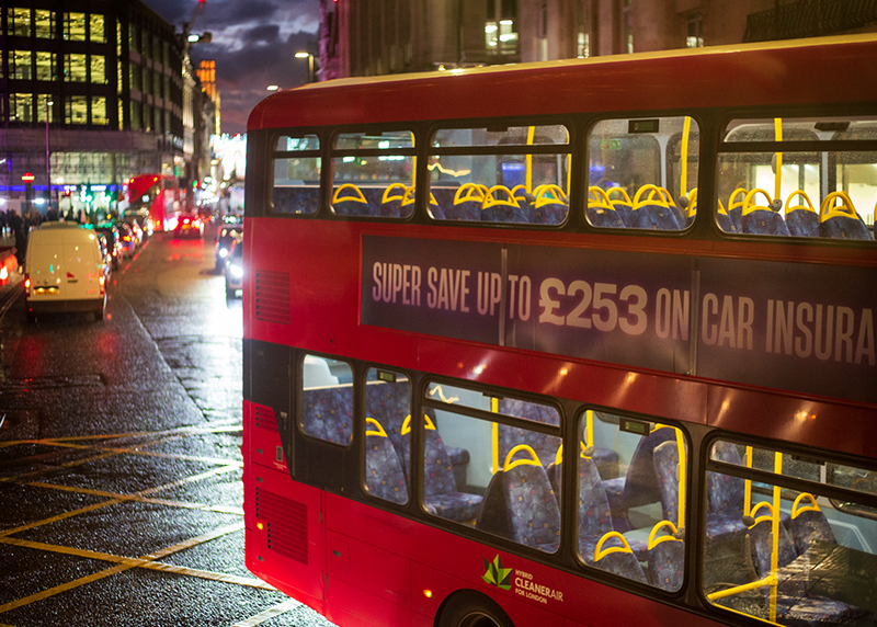 On a bus at London, UK